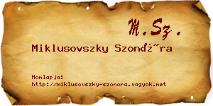 Miklusovszky Szonóra névjegykártya